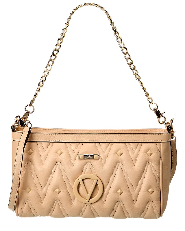 Handle bags with reinforced stitching for durability -Valentino by Mario Valentino Celia Diamond Leather Shoulder Bag