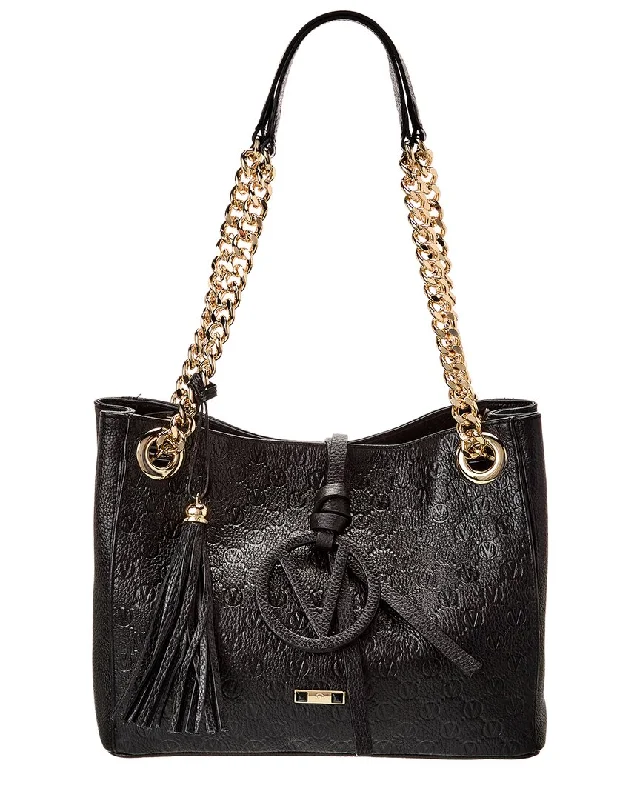 Handle bags with side pockets for organization -Valentino by Mario Valentino Luisa Medallion Leather Shoulder Bag