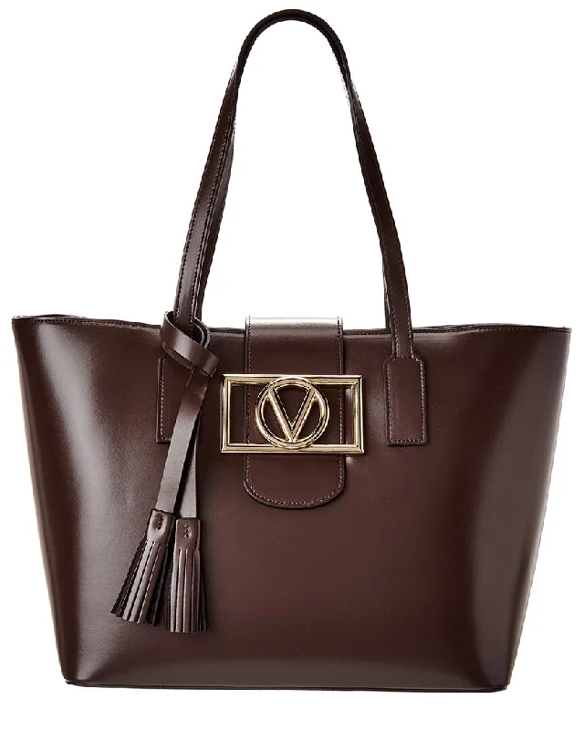 Handle bags with soft fabric for comfort -Valentino by Mario Valentino Marion Super V Leather Tote