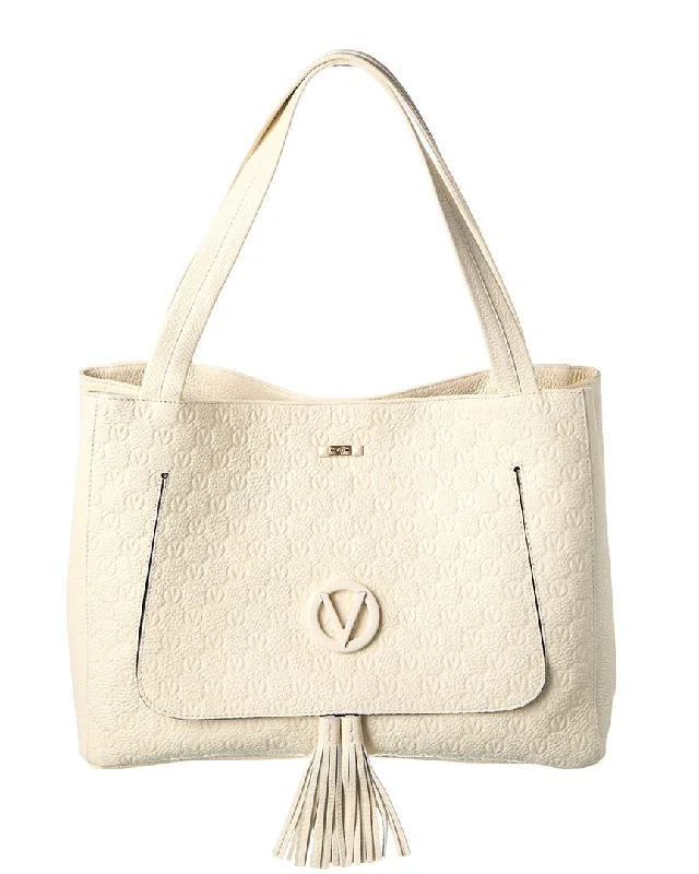 Handle bags with subtle embroidery for detail -Valentino by Mario Valentino Ollie Dollaro Monogram Leather Tote