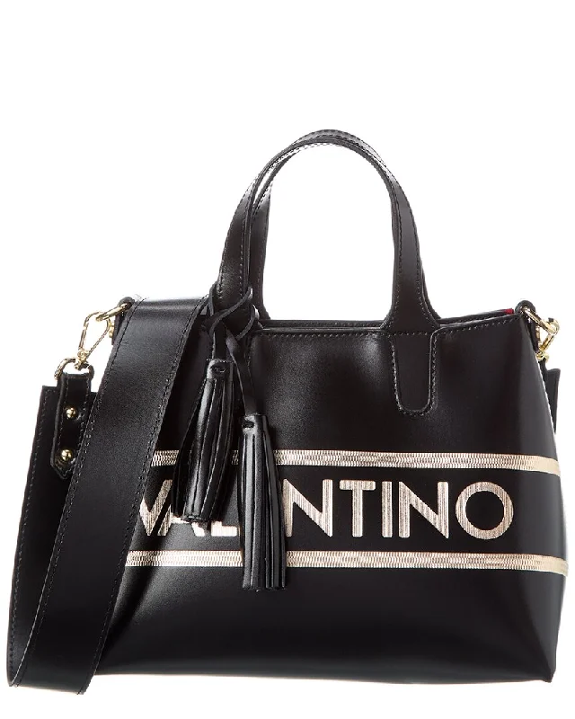 Handle bags with colorful handles for flair -Valentino by Mario Valentino Rosette Lavoro Leather Tote