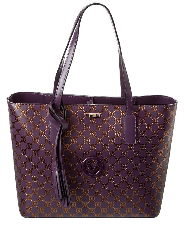 Handle bags with padded handles for comfort -Valentino by Mario Valentino Soho Monogram Leather Tote