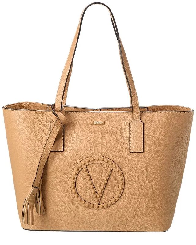 Handle bags with rugged canvas for outdoors -Valentino by Mario Valentino Soho Rock Leather Tote