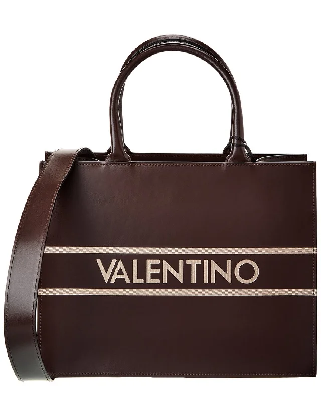 Handle bags with expandable sides for flexibility -Valentino by Mario Valentino Victoria Lavoro Leather Tote