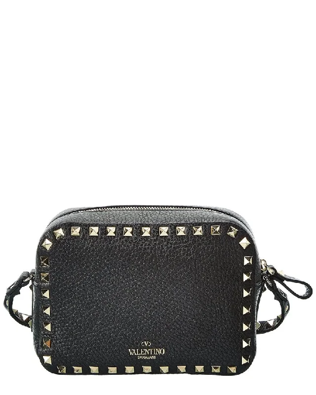 Handle bags with detachable pouches for versatility -Valentino Rockstud Grainy Leather Camera Bag