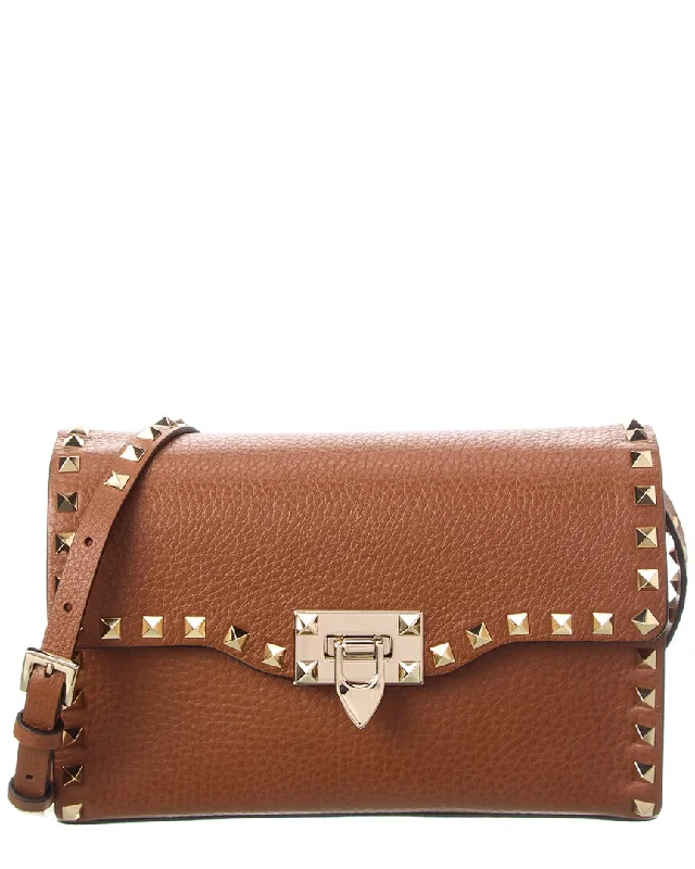 Handle bags with seasonal prints for holidays -Valentino Rockstud Small Grainy Leather Crossbody