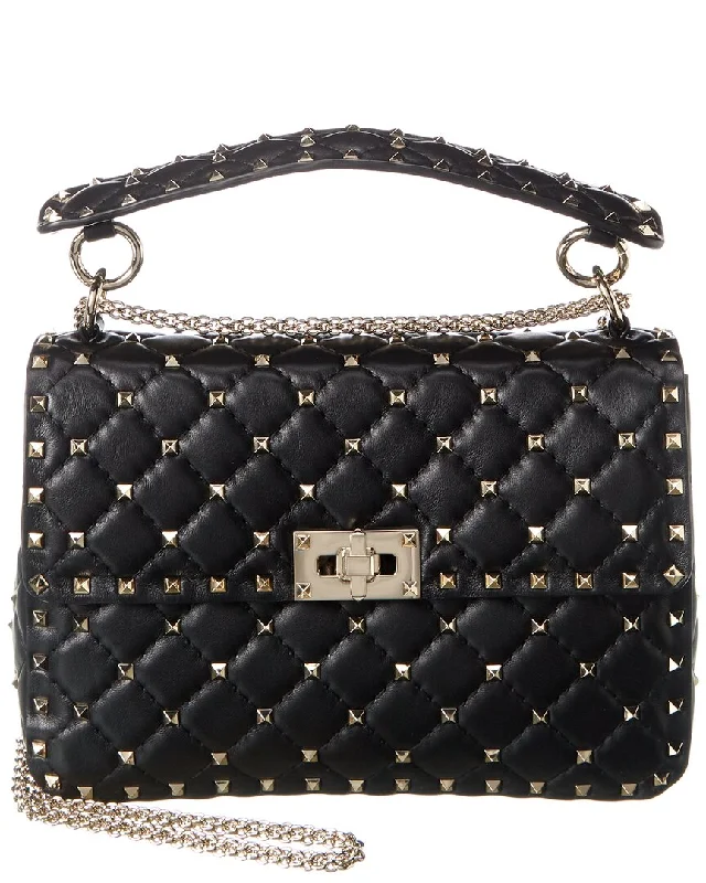 Handle bags with animal prints for flair -Valentino Rockstud Spike Medium Leather Shoulder Bag