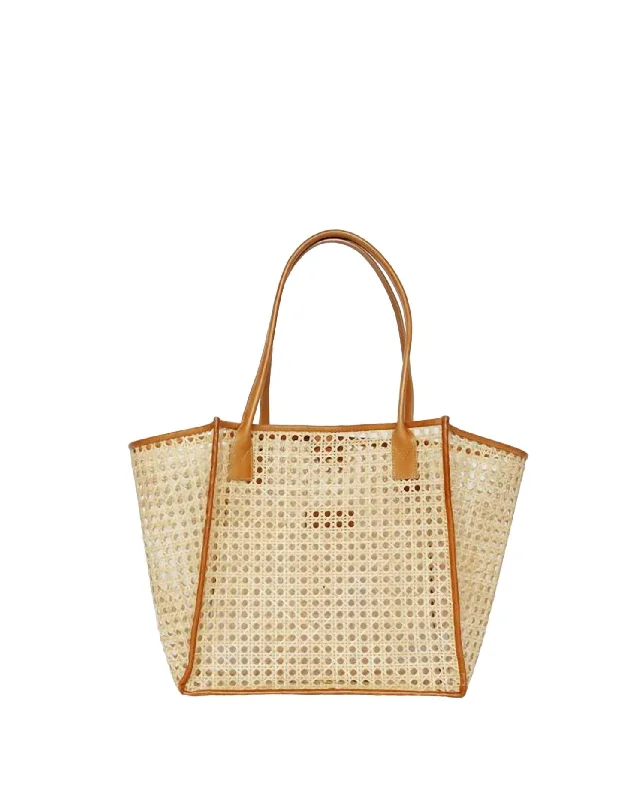 Cotton handle bags for lightweight casual wear -Women Rosa Tote Bag In Caramel Rattan