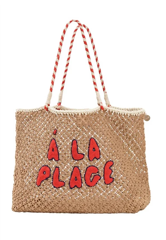 Waterproof handle bags ideal for rainy weather -Women's L'ete Tote In Tan Crochet