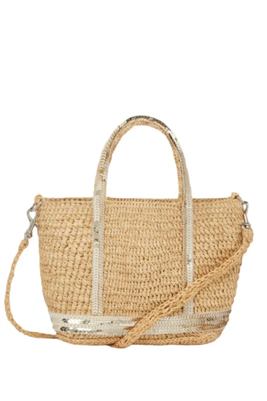 Handle bags with multi-color weaves for vibrancy -Women's Raffia Cabas Tote In Natural/silver