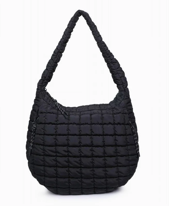 Handle bags with denim fabric for casual -Women's Revive Puffer Hobo Bag In Black