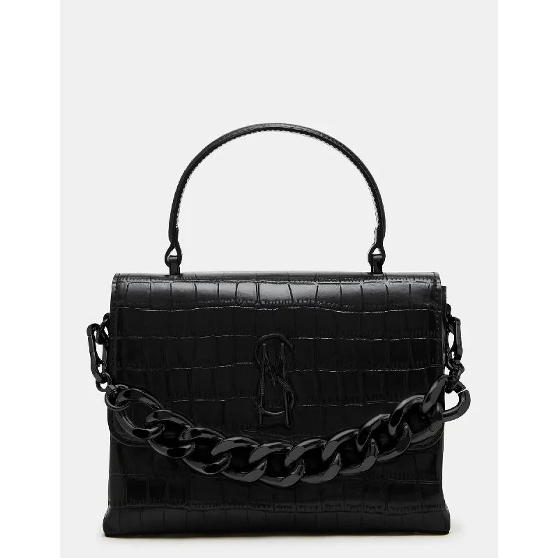 Handle bags with monogram designs for personalization -Worsh Crocodile Bag Black